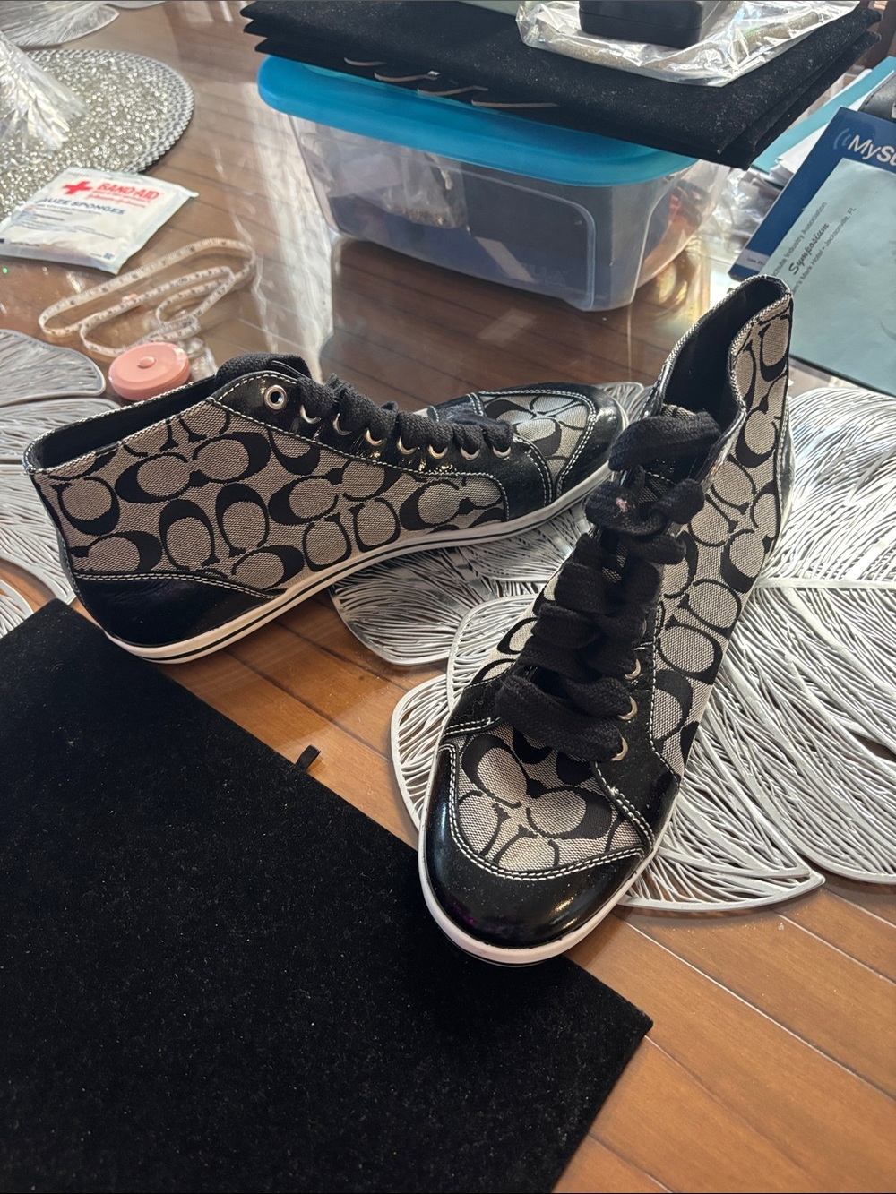 Coach Garcia Black & Grey Signature High-Top Sneakers